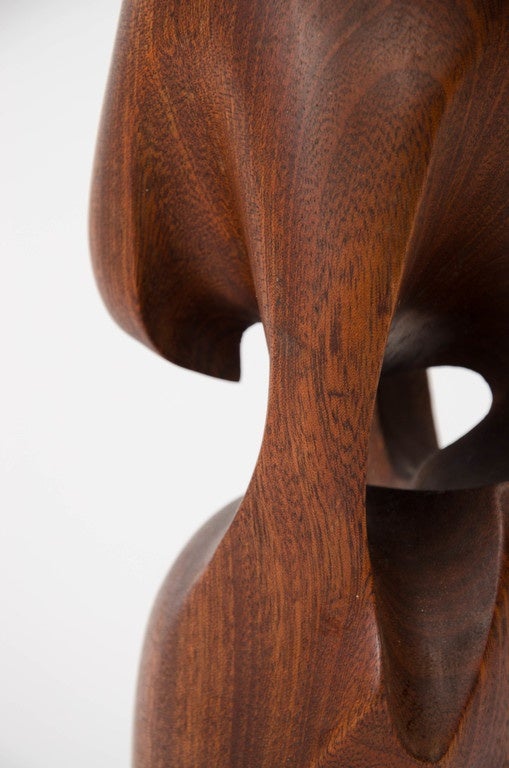 Mid-Century Modern Organic Abstract Sculpture Carved in Mahogany