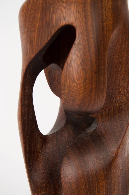 European Organic Abstract Sculpture Carved in Mahogany