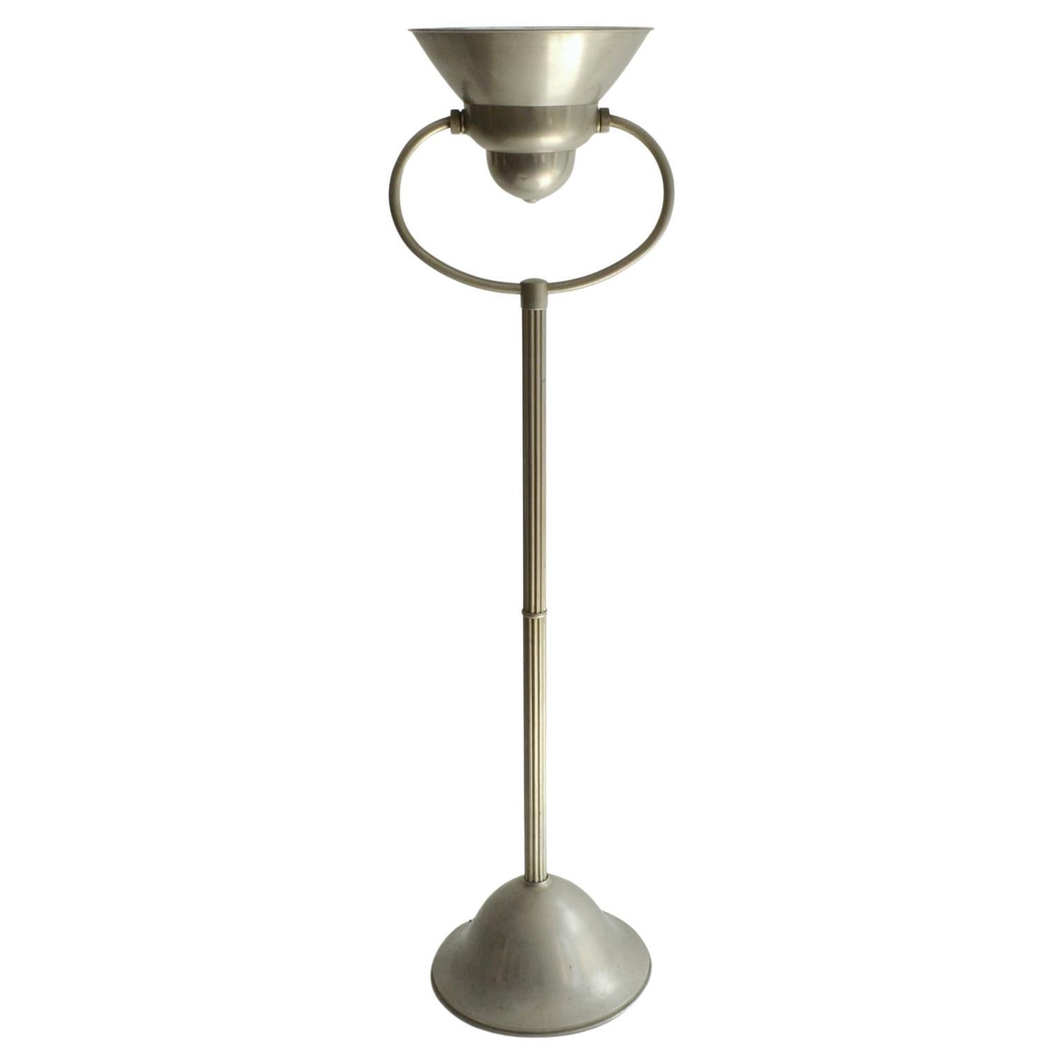 Art Deco Floor Lamp 1920's with Adjustable Shade in Nickel Attributed to Gispen  For Sale