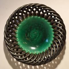 1950s Bowl in Emerald Green Ceramic Slate Edge, Vallauris, France