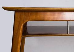 Blond Wood 1950s Desk with Red Top