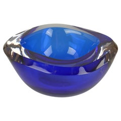 Murano Sommerso Blue Glass Bowl by Flavio Poli for Seguso, Italy, 1960