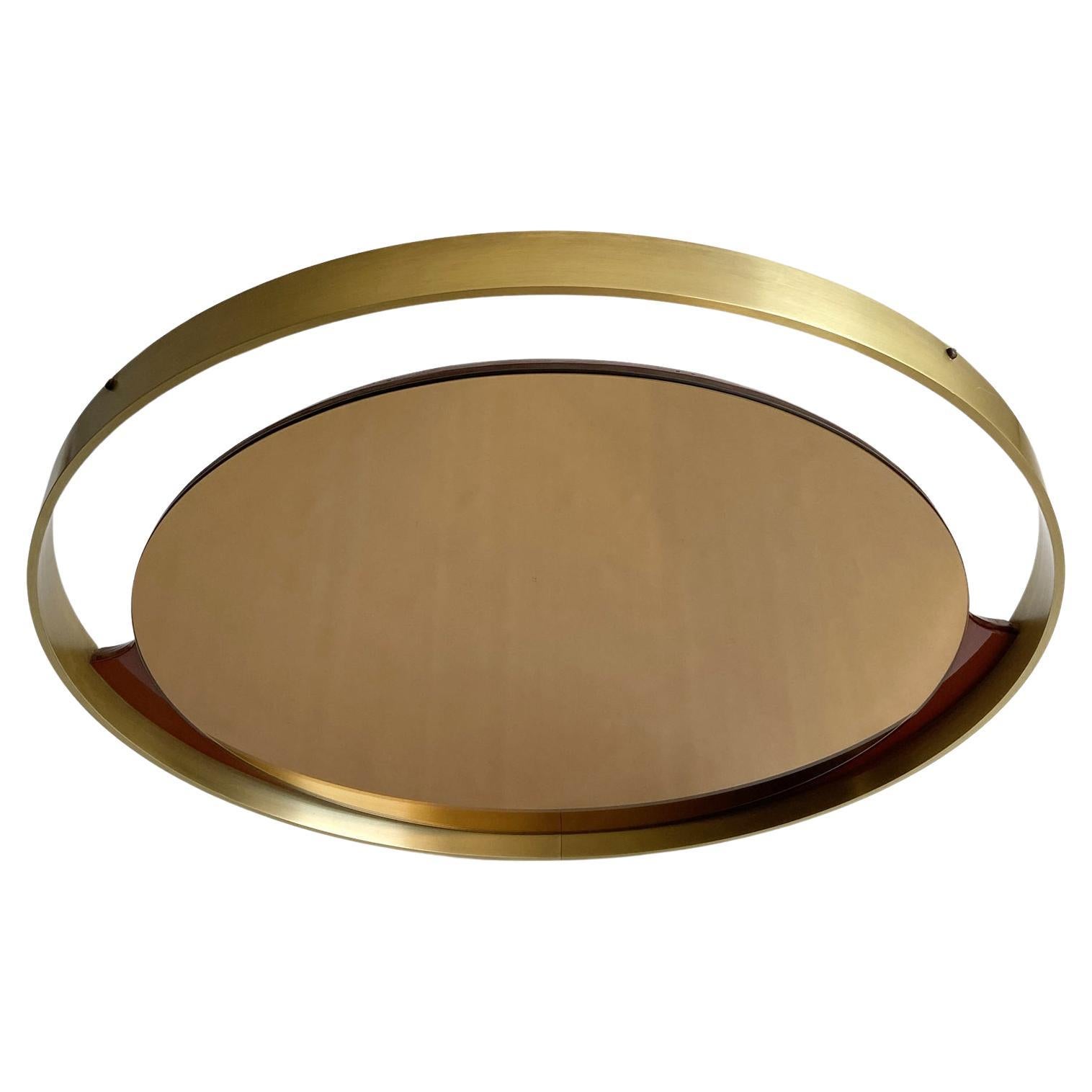 Minimalist Tinted Bronze Round Mirror by Rimadesio Italy 1970s In Excellent Condition For Sale In London, GB