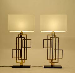Geometric Pair of Romeo Rega Table Lamps
