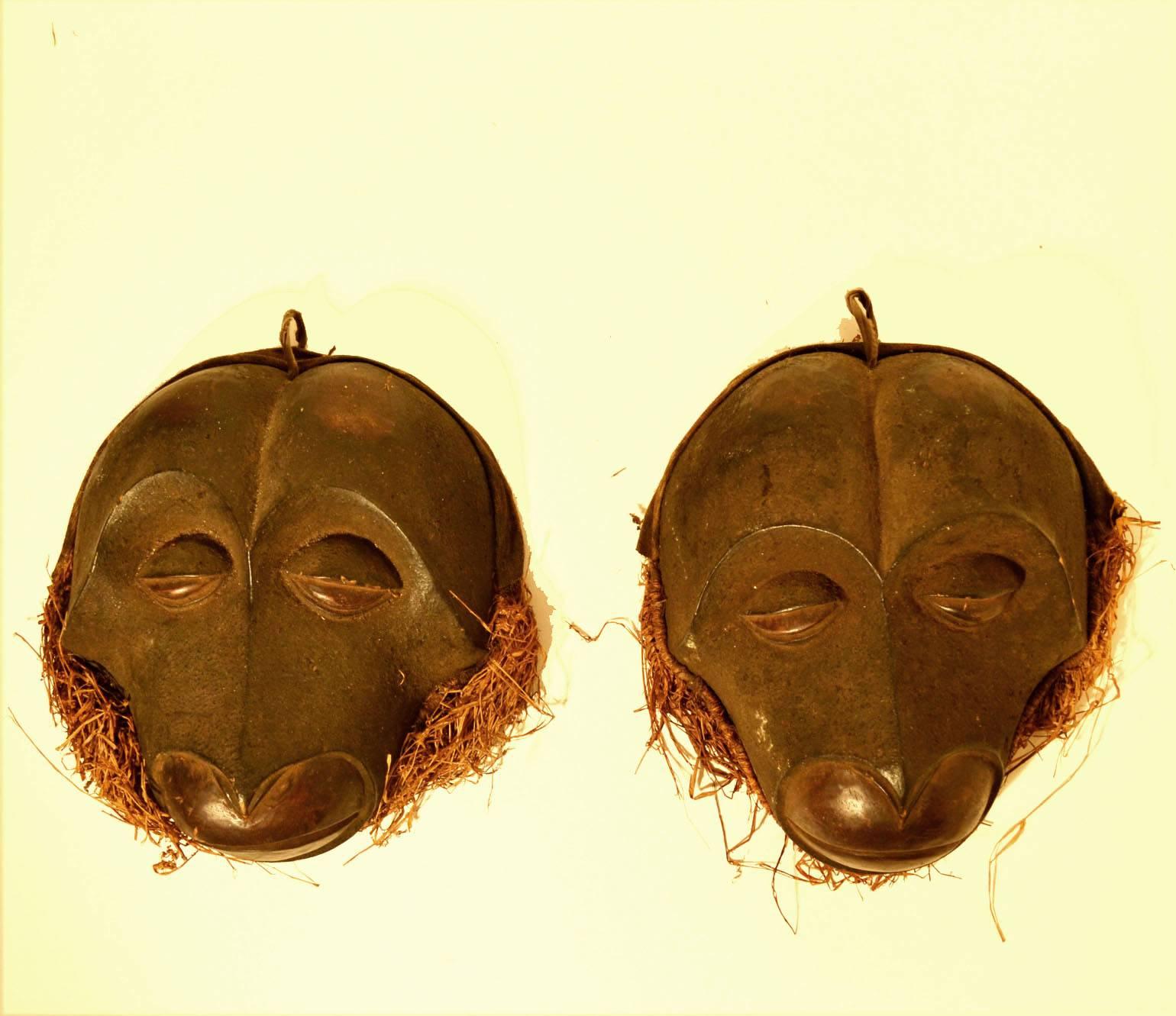 Pair of Sculptural African Monkey Masks Introducing  the Year of the Monkey 1