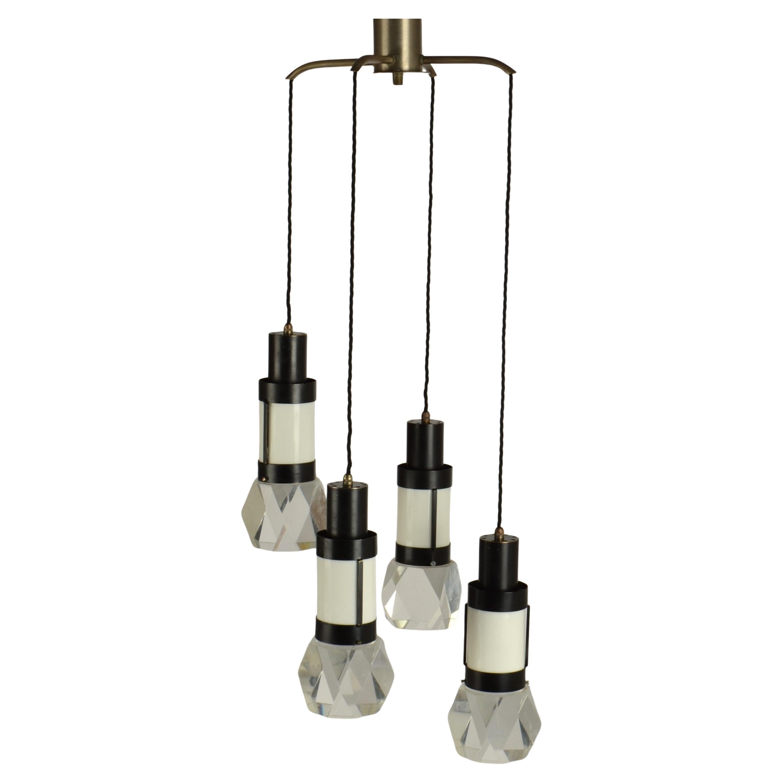 Gaetano Missaglia Chandelier with Four Pendants For Sale
