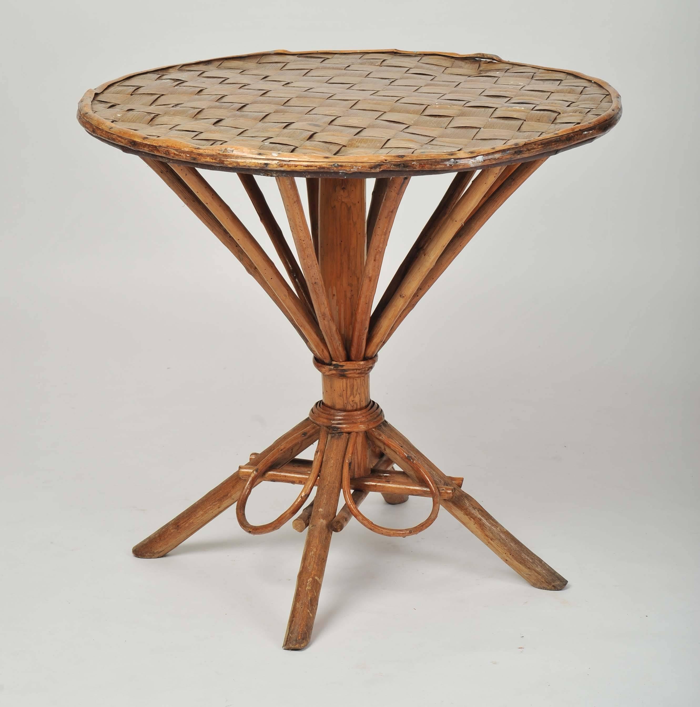 The chairs and table are made with a bentwood Chestnut frame and Chestnut woven birch wood seat and back and table top. Exhibited by Charlotte Perriand Exposition Formes Utiles 1949-1950 made by Dordogne artist Jean.
They are in original vintage