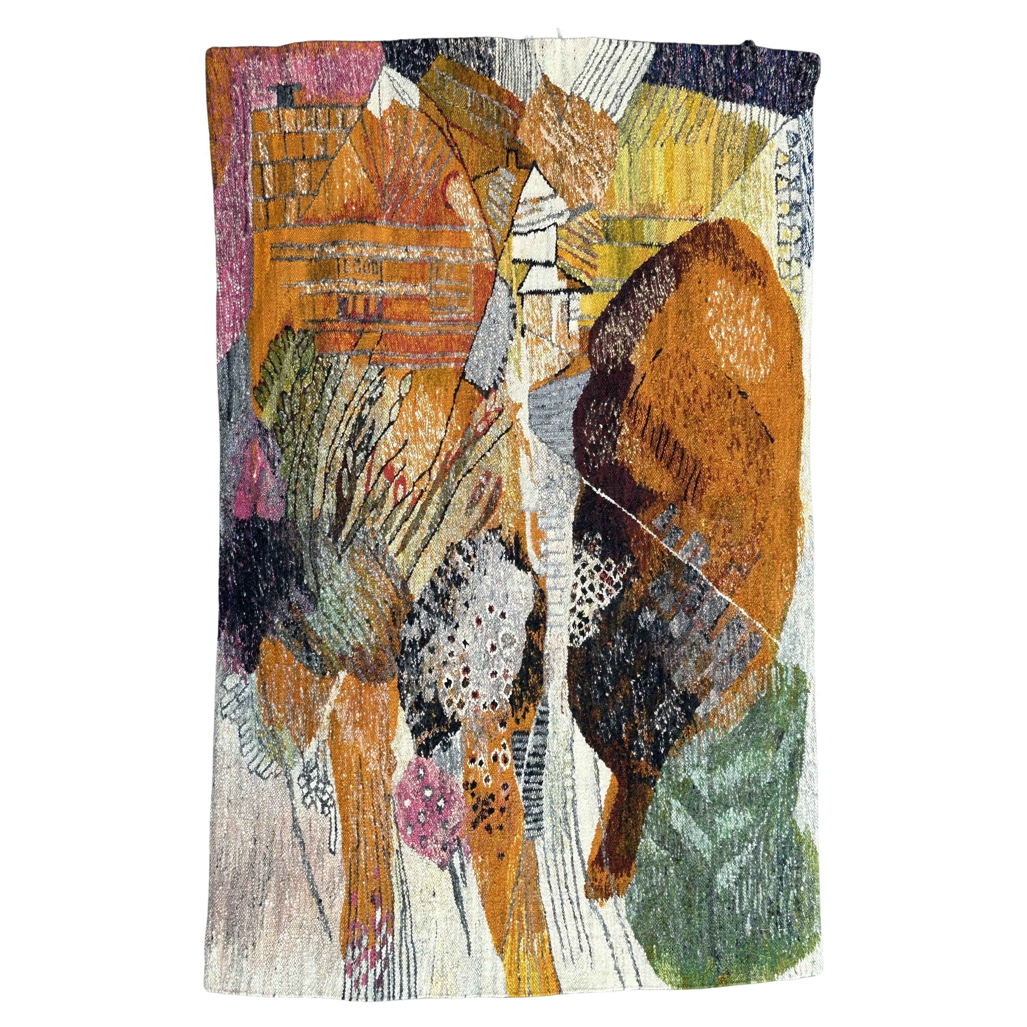 Goblin Hand Woven in Wool, Poland 1955, Abstraction of a Landscape For Sale