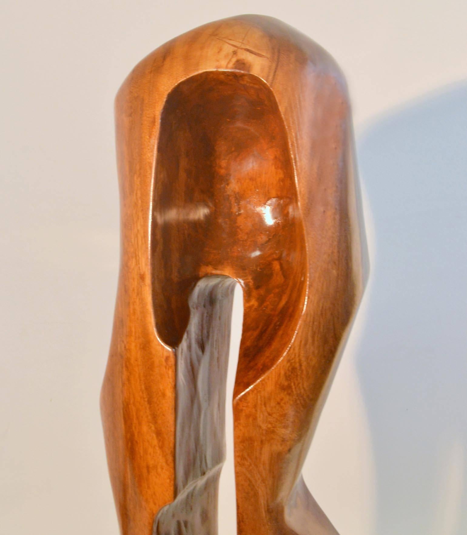  Midcentury Abstract Sculpture in Hand-Carved Wood Height 51 Inch / 13cm In Excellent Condition In London, GB