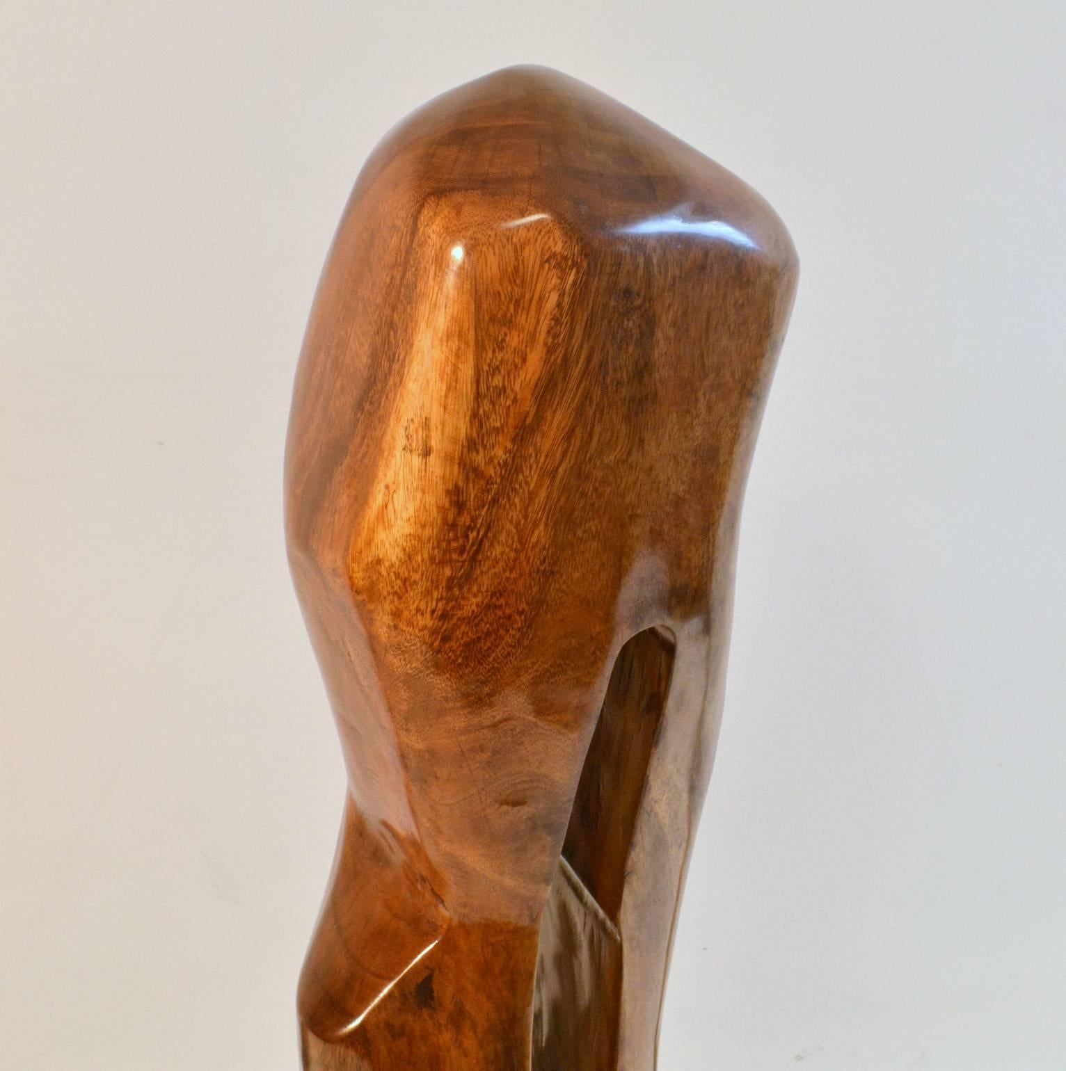 Late 20th Century  Midcentury Abstract Sculpture in Hand-Carved Wood Height 51 Inch / 13cm