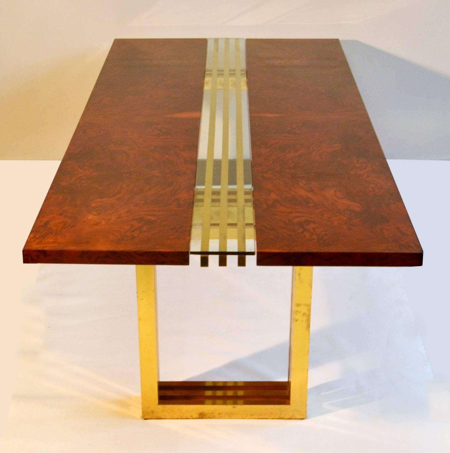 brass and wood dining table