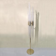 Floor Lamp 1960s Brass and Fountain of Glass Strands Attributed to Carlo Nason