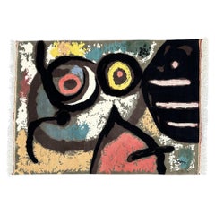 Hand-Knotted Wool Rug 'Bird Woman' After Joan Miró, Circa 1970