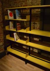 Scandinavian Modular Library Shelving in Yellow and Black Metal by Reska Denmark
