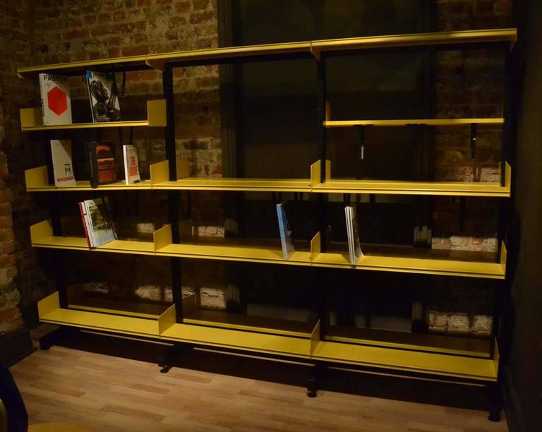 Modular Library Shelving by Reska Denmark in Yellow and Black For Sale