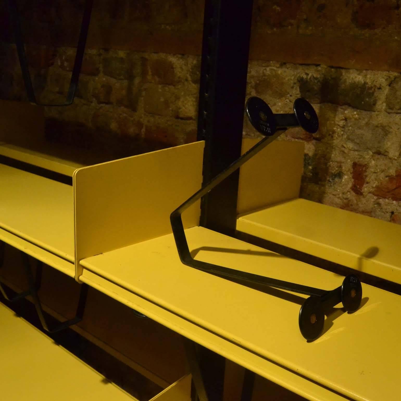 Scandinavian Modular Library Shelving in Yellow and Black Metal by Reska Denmark In Excellent Condition In London, GB