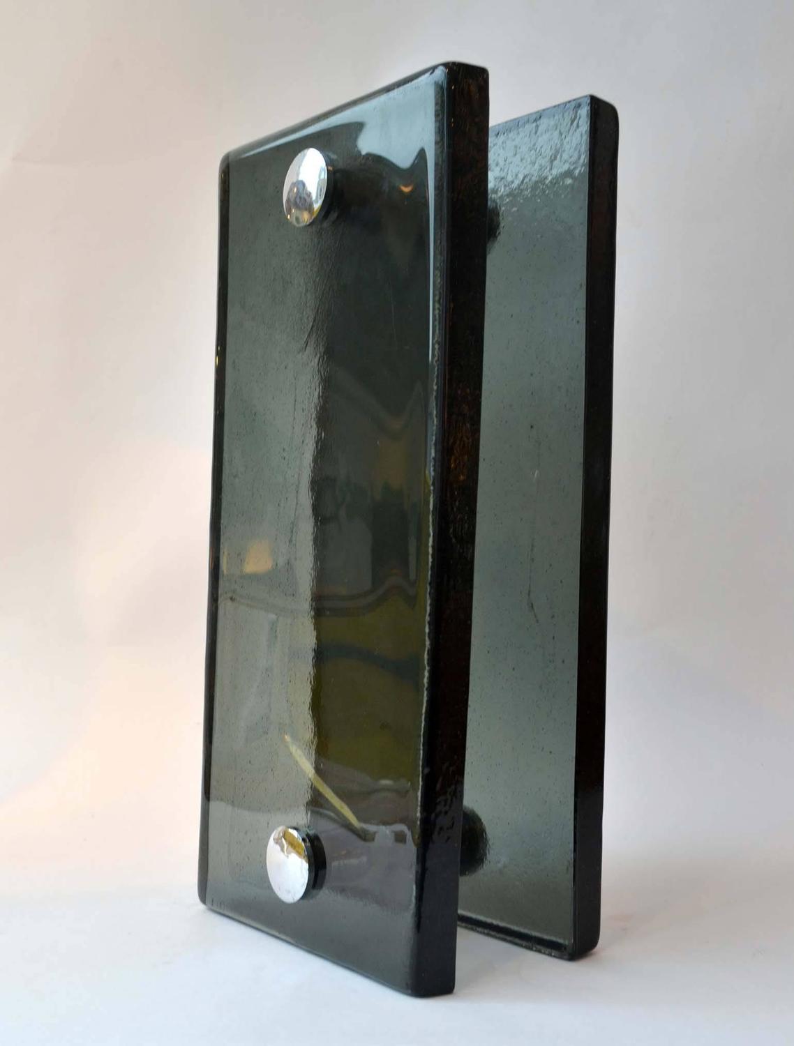 Pair of Push and Pull Glass 1960s Door Handles For Sale at 1stdibs