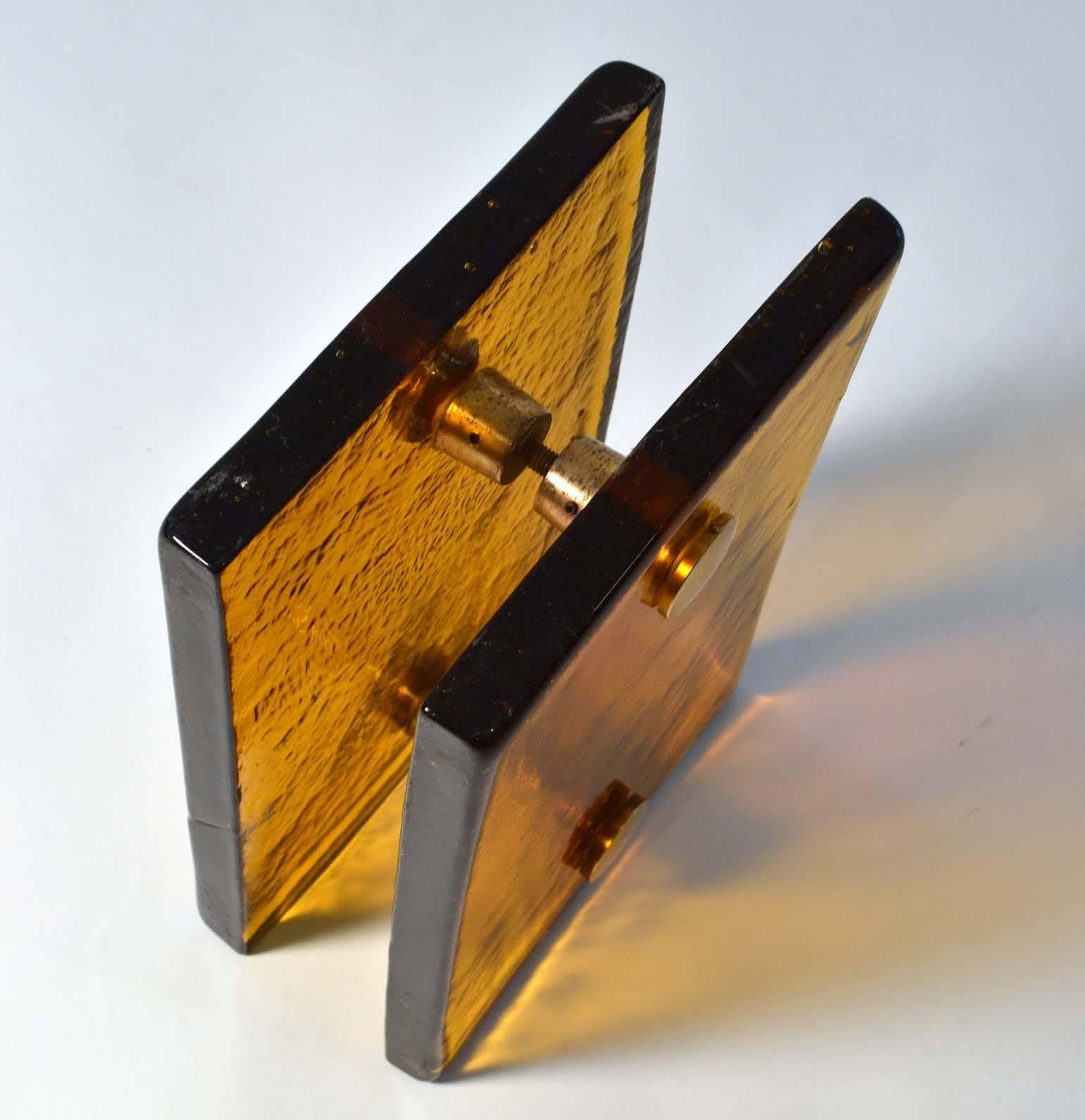 Cast Mid-century Modern Amber Glass Push and Pull Door Handle