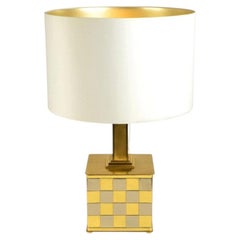 Spadafora Checker Table Lamp in Brass and Chrome 1970's