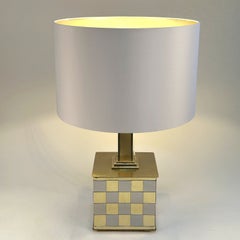 Spadafora Checker Table Lamp in Brass and Chrome 1970's