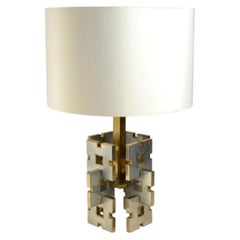 Gaetano Sciolari Geometric Table Lamp 1960's in Brass and Aluminium