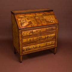 Neoclassical Writing Desk with Elaborate Marquetry Dated 1826