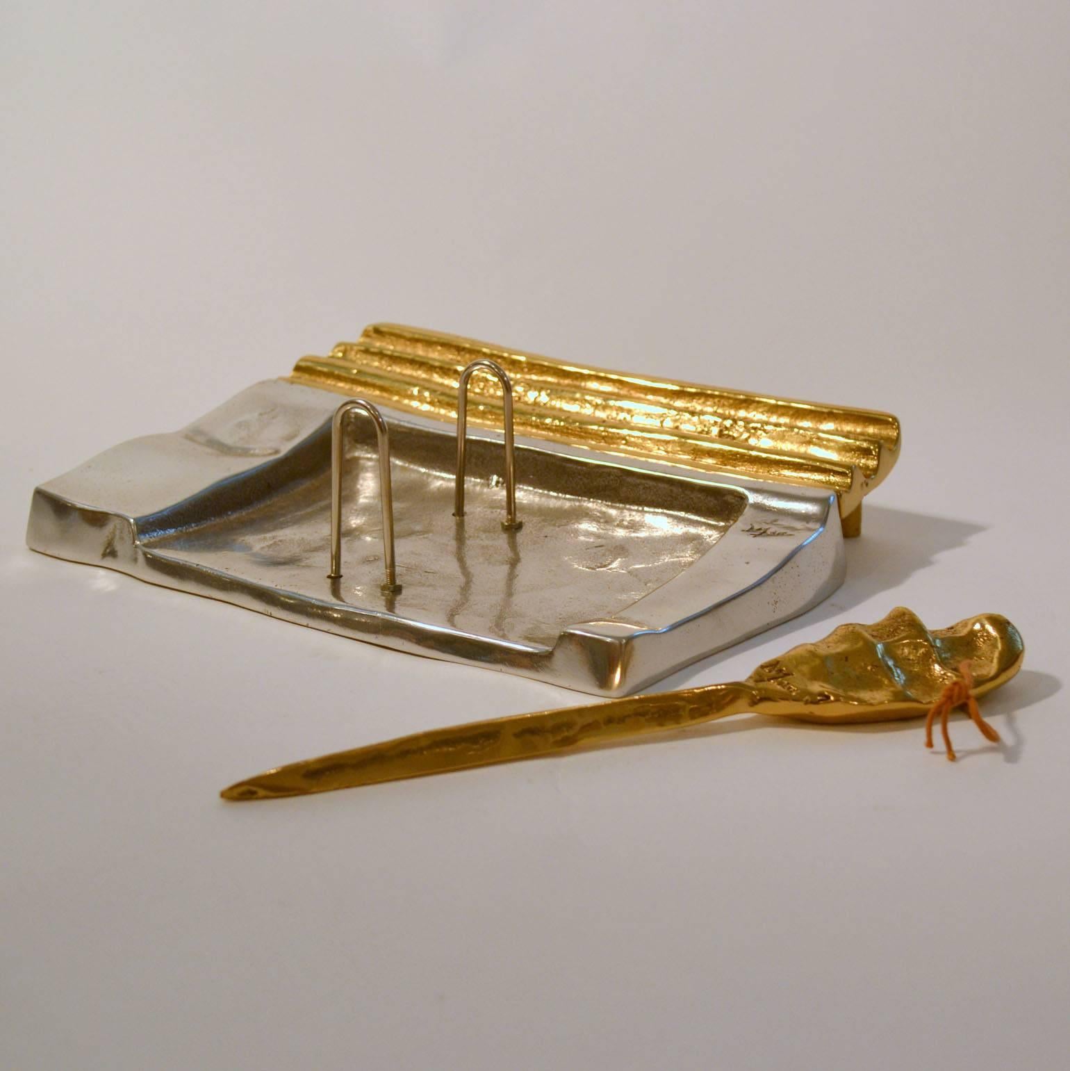Brutalist Desk Set with Letter Opener by David Marshall In Excellent Condition In London, GB