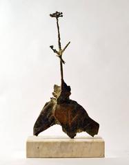 Bronze Flower Sculpture on Marble Base