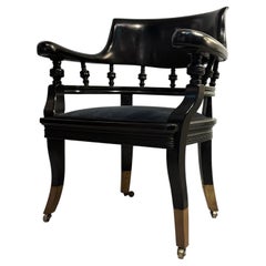 Ebonized Desk Chair, Armchair, circa 1890 attributed to Portier & Stymus