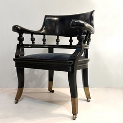 Ebonized Desk Chair, Armchair, circa 1890 attributed to Portier & Stymus