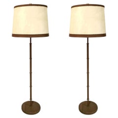 Lampade da terra in stile Mid-Century Modern in pelle e pergamena, Germania, 1960