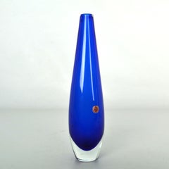 Pietro Toso blue Glass Vase, Italy, Circa 1960