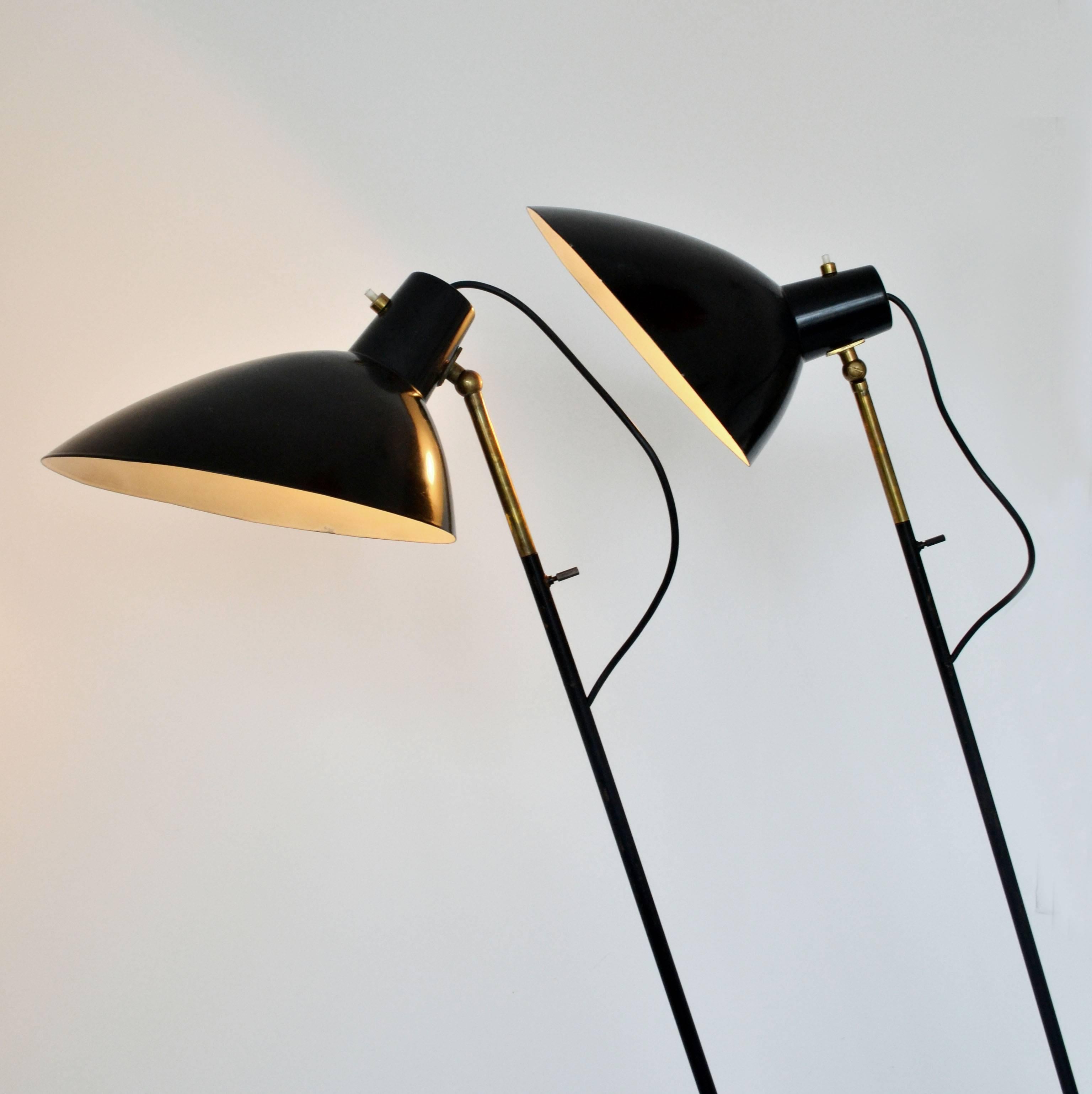 Pair of Black Floorlamps by Vittorio Vigano for Arteluce In Excellent Condition In London, GB