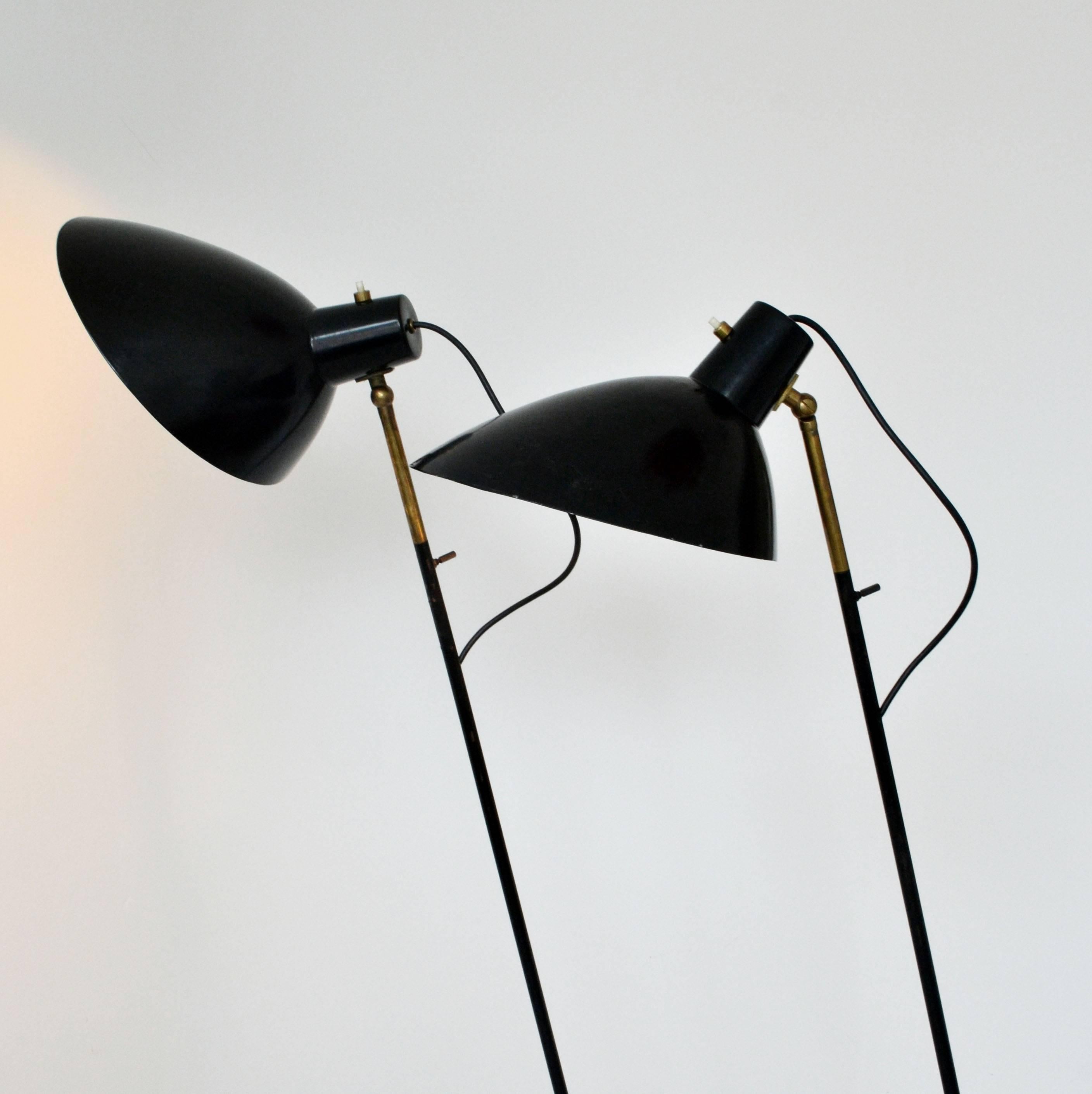 Pair of Black Floorlamps by Vittorio Vigano for Arteluce 1