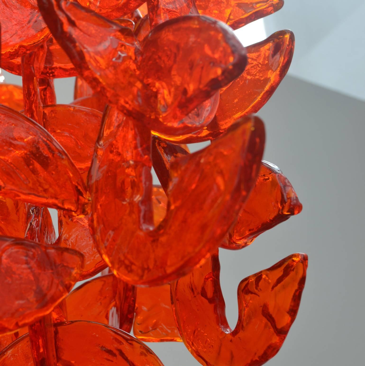 Italian Orange Interlocking Murano Glass Chandelier