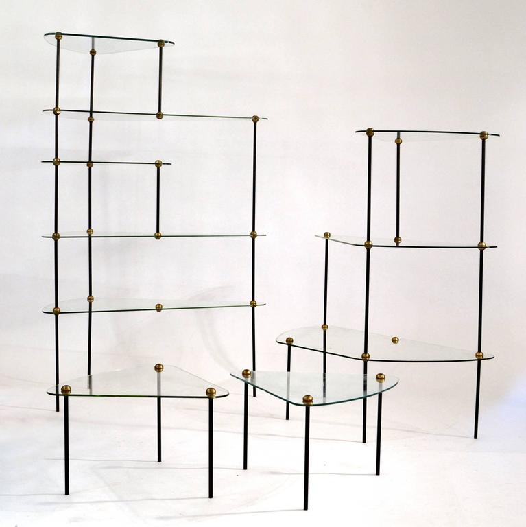 Freeform Modular Glass Shelving Unit, French, 1950s at 1stDibs