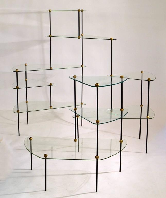 Freeform Modular Glass Shelving Unit, French, 1950s at 1stDibs