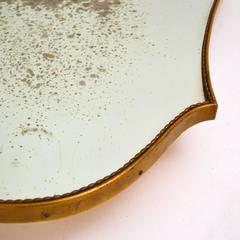 Italian Beaded Brass Mirror 1950's with Distressed Mirror Glass