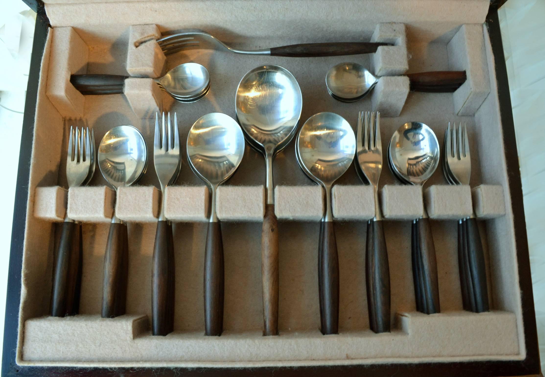 Mid-Century Modern 1960s Swedish Cutlery Set by Wallin Bros for Six Placings