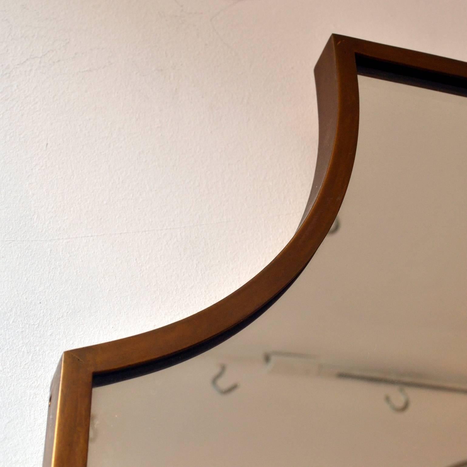 Mid-Century Modern 1960s Full Length Rectangular Brass Edge Italian Mirror