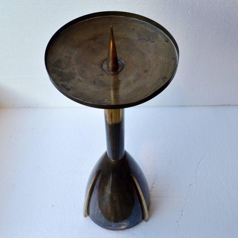 Large Art Deco Brass Candle Holder For Sale at 1stdibs