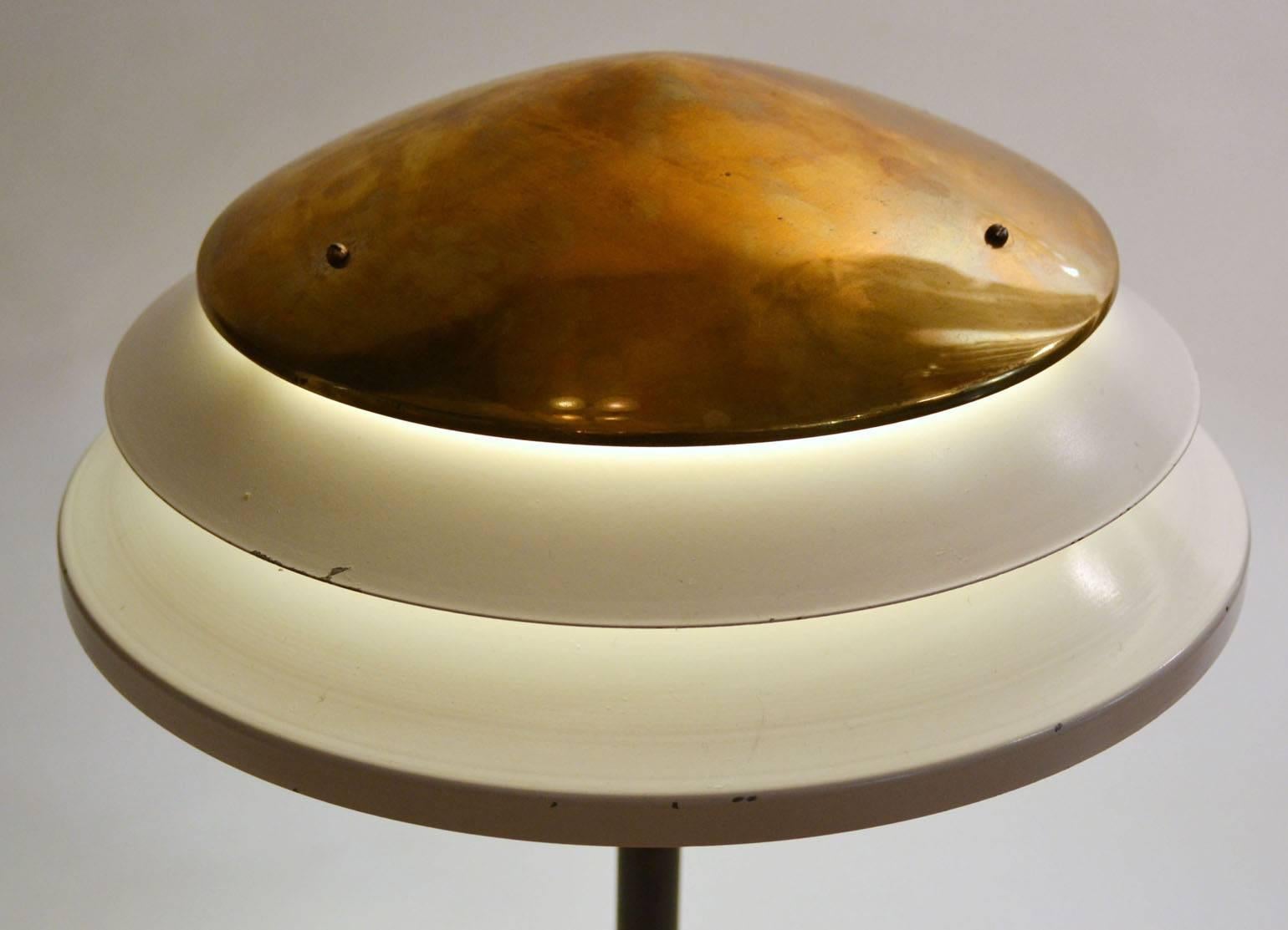 Mid-Century Modern Modernist Czech, 1950s Cream and Brass Desk Lamp