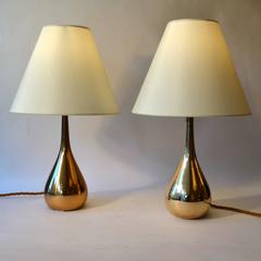 paire de lampes de table en laiton Mauri Almari des années 1950:: Idman:: Finlande