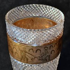 Crystal Vase by Moser with Gilded Cameo Frieze with Warriors