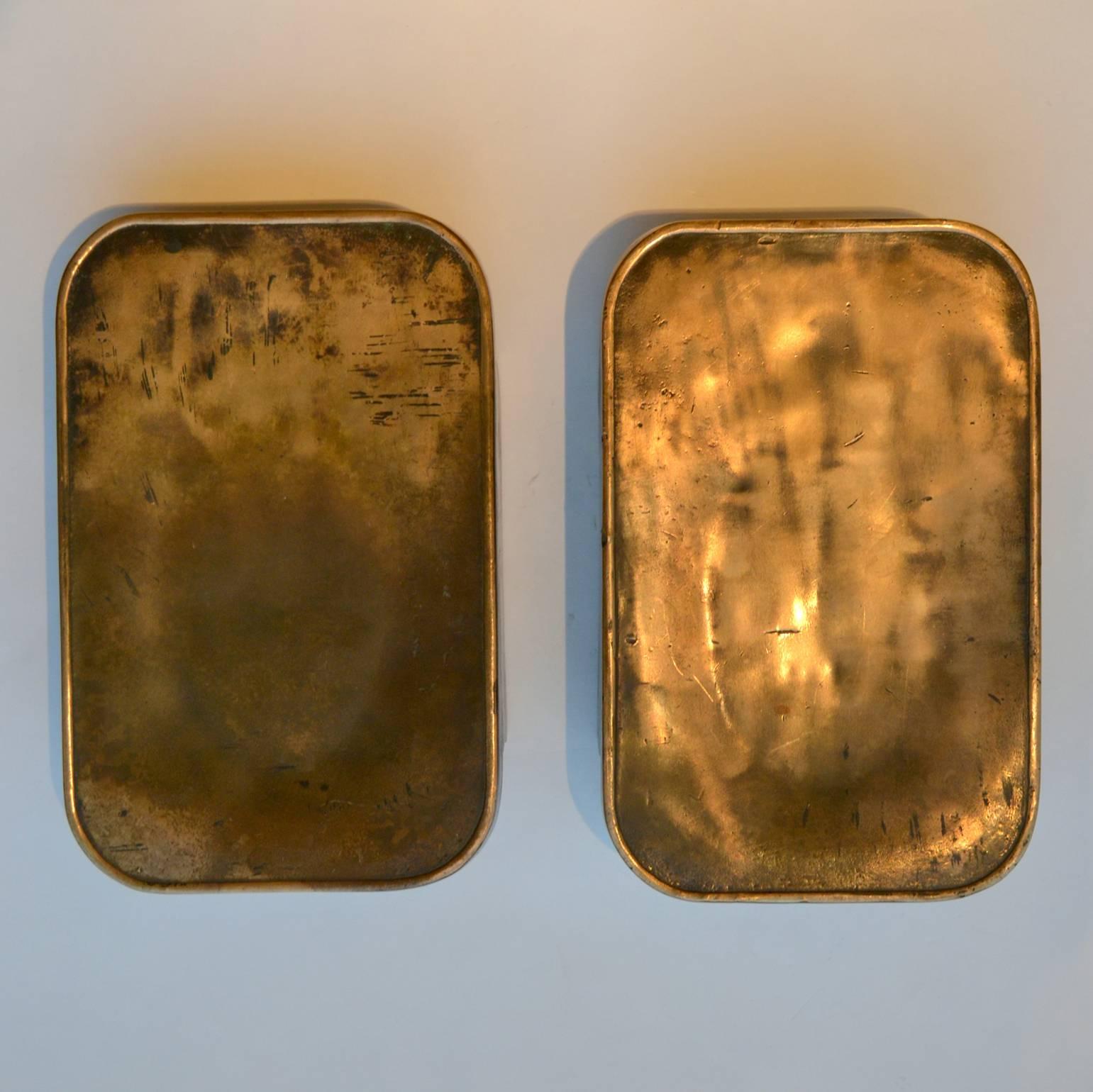Door handles cast in bronze came from a public building possibly from the 1920s-1930s in Europe. The patination and texture show a real history of use age from use which adds to the character of these unusual architectural fixtures.
They can be