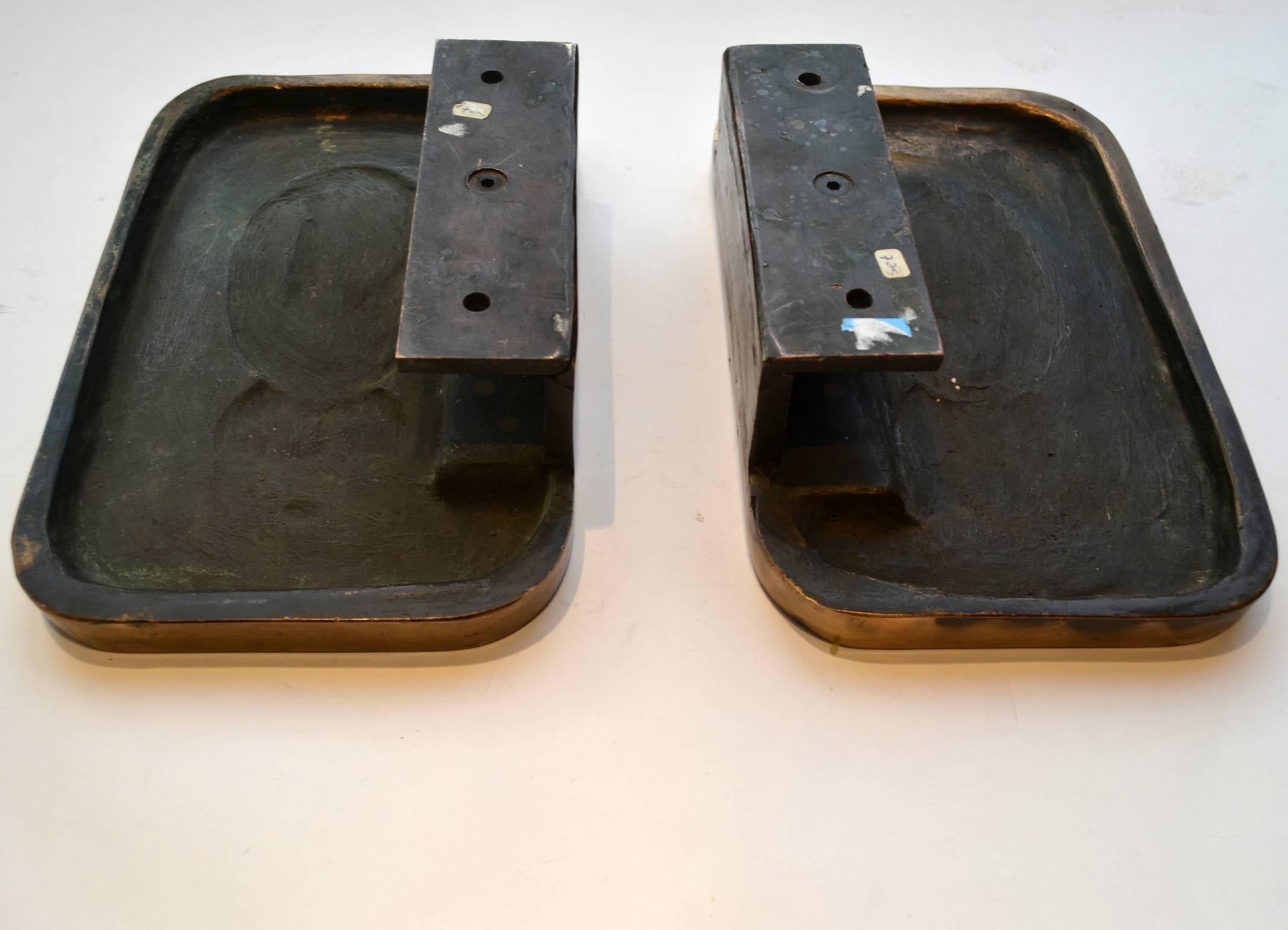 Art Deco Pair of Large Bronze Door Handles 1