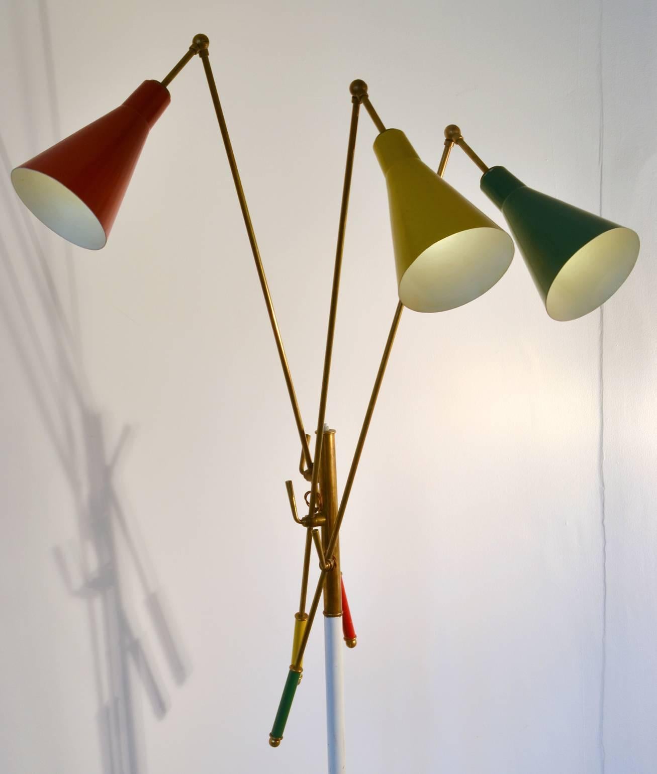 20th Century 1950s Italian Multi-Colored Modernist Floor Lamp in the Style of Arredoluce