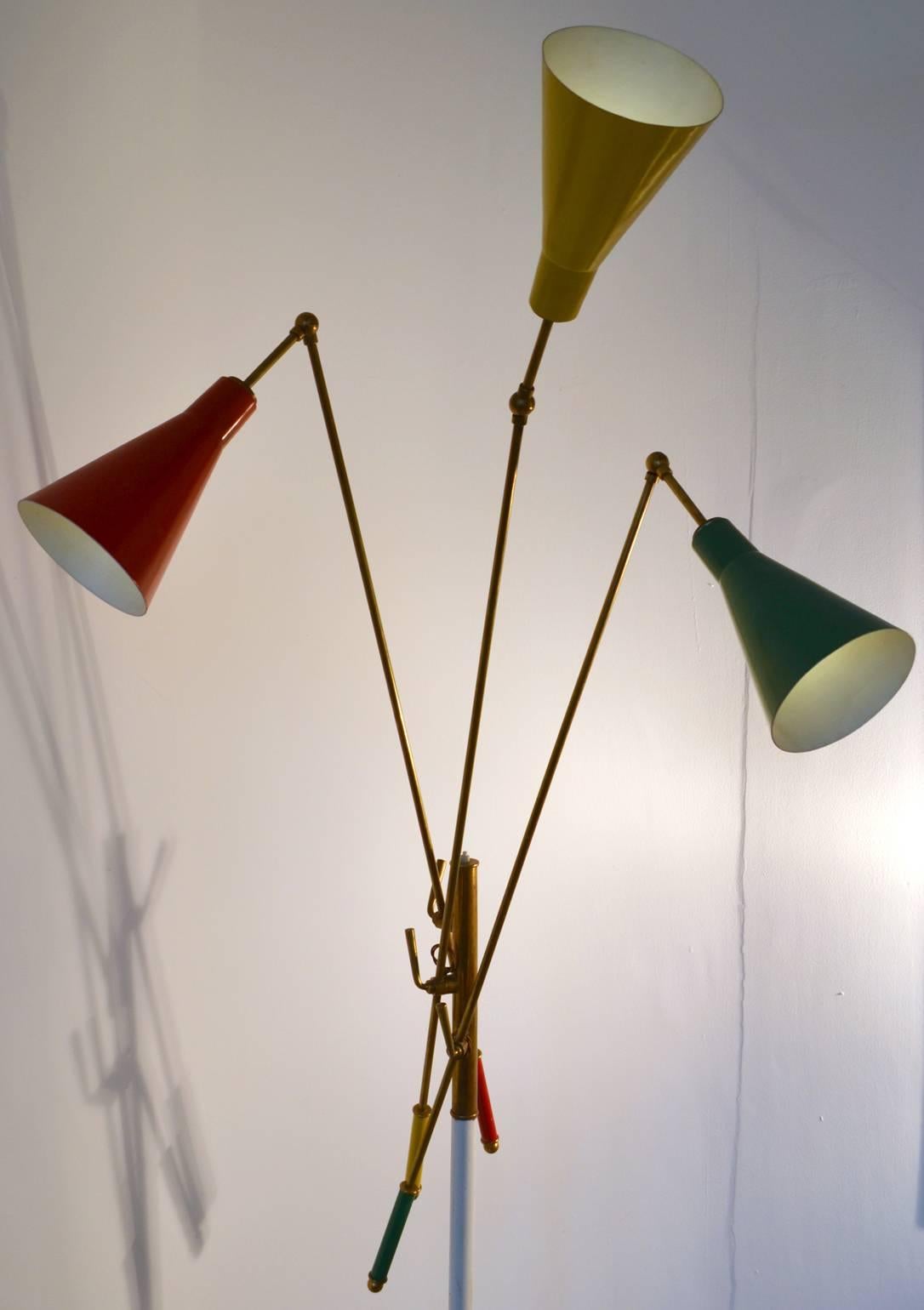 1950s Italian Multi-Colored Modernist Floor Lamp in the Style of Arredoluce 1