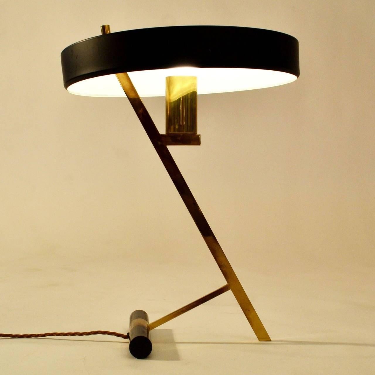 1950s Pair of Philips Table Lamps by Louis Kalff with Black Shades In Excellent Condition In London, GB