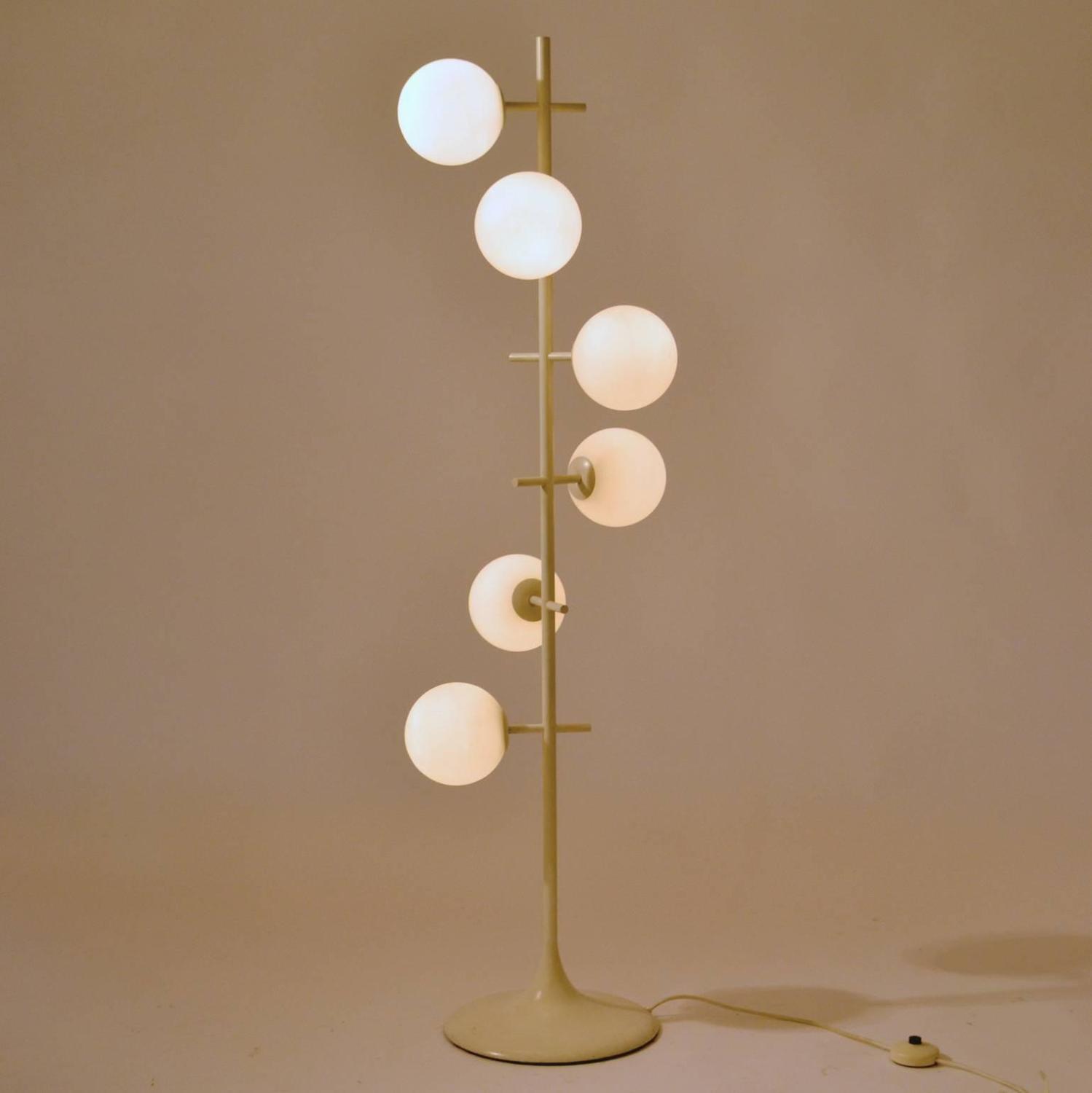 White And Opaline Glass Globes Floor Lamp Temde Swiss 1970s At 1stdibs